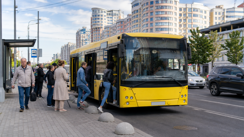 Автобус 24 Київ на зупинці громадського транспорту